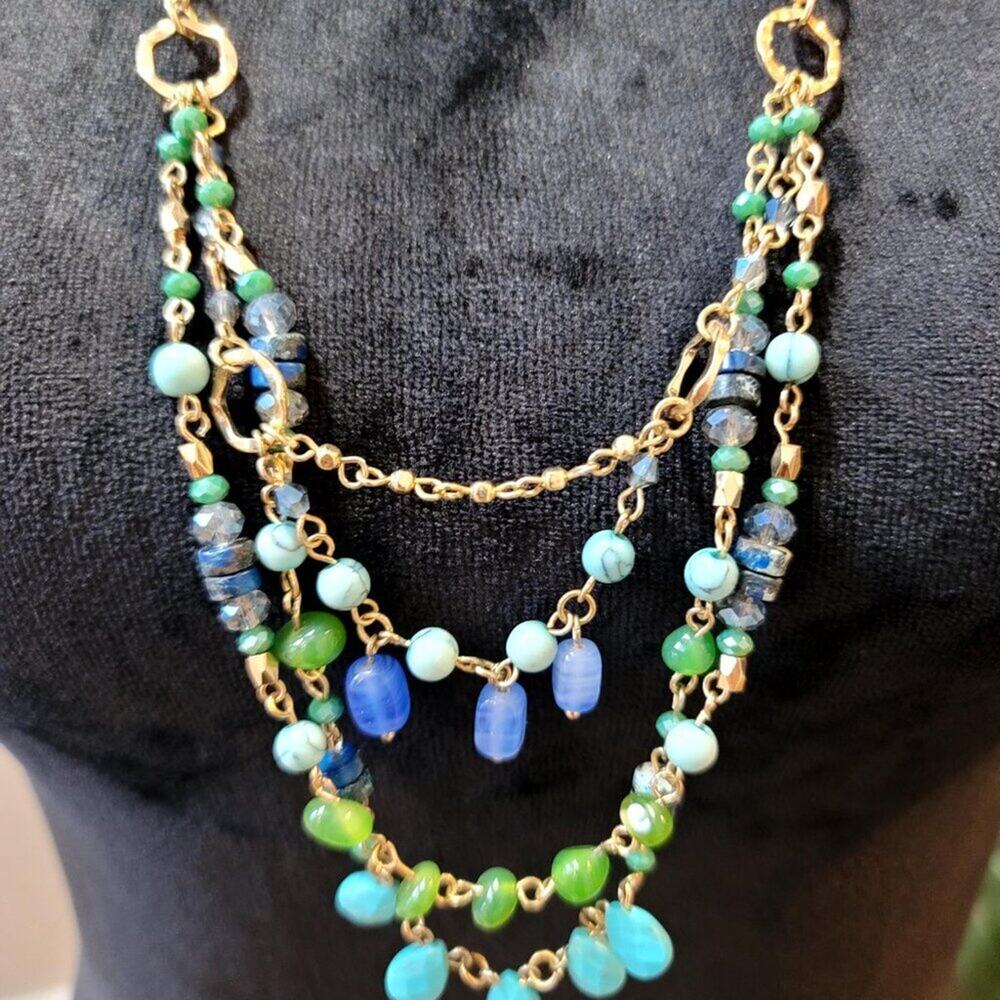 Womens Multicolor Multiple Beaded Link Chain Neck… - image 3